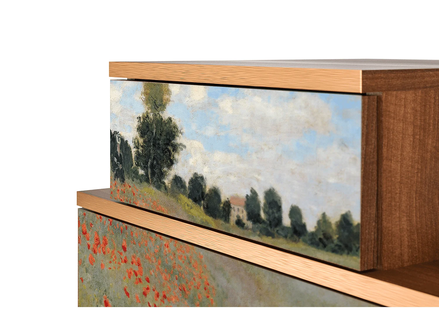 Table de nuit - 58х58х41 cm - NS1 - The Poppy Field   , Noyer