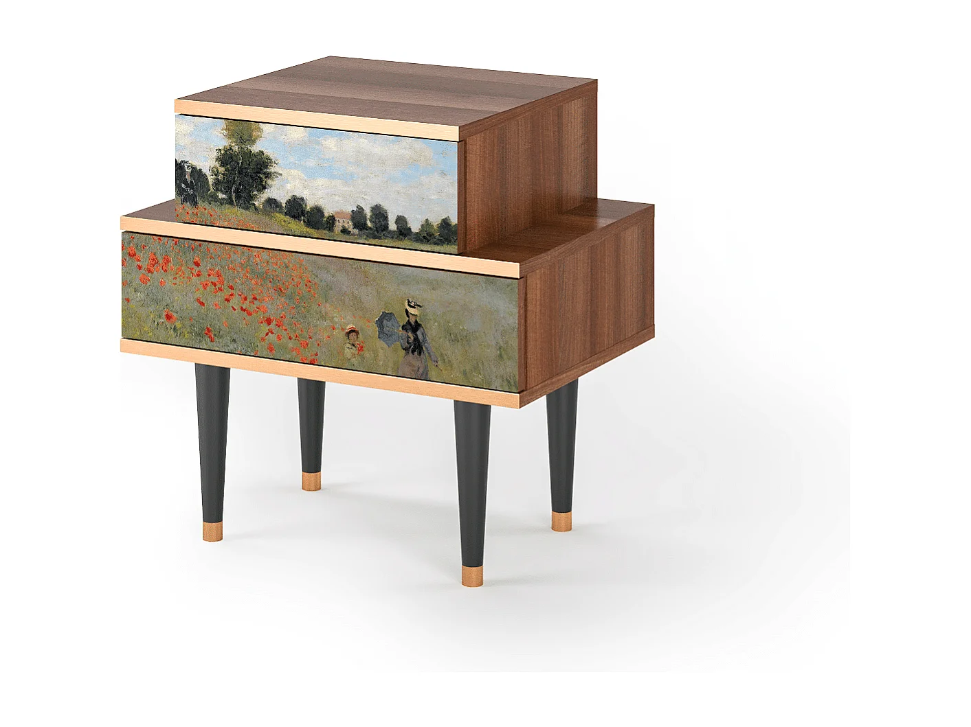 Table de nuit - 58х58х41 cm - NS1 - The Poppy Field   , Noyer