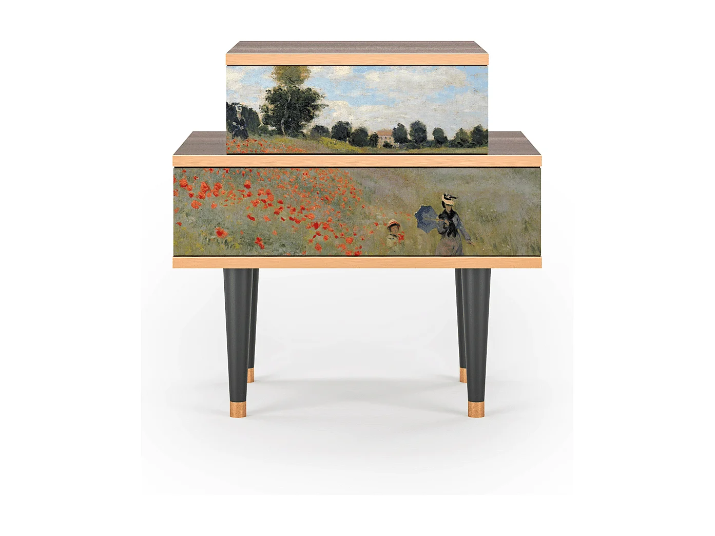 Table de nuit - 58х58х41 cm - NS1 - The Poppy Field   , Noyer