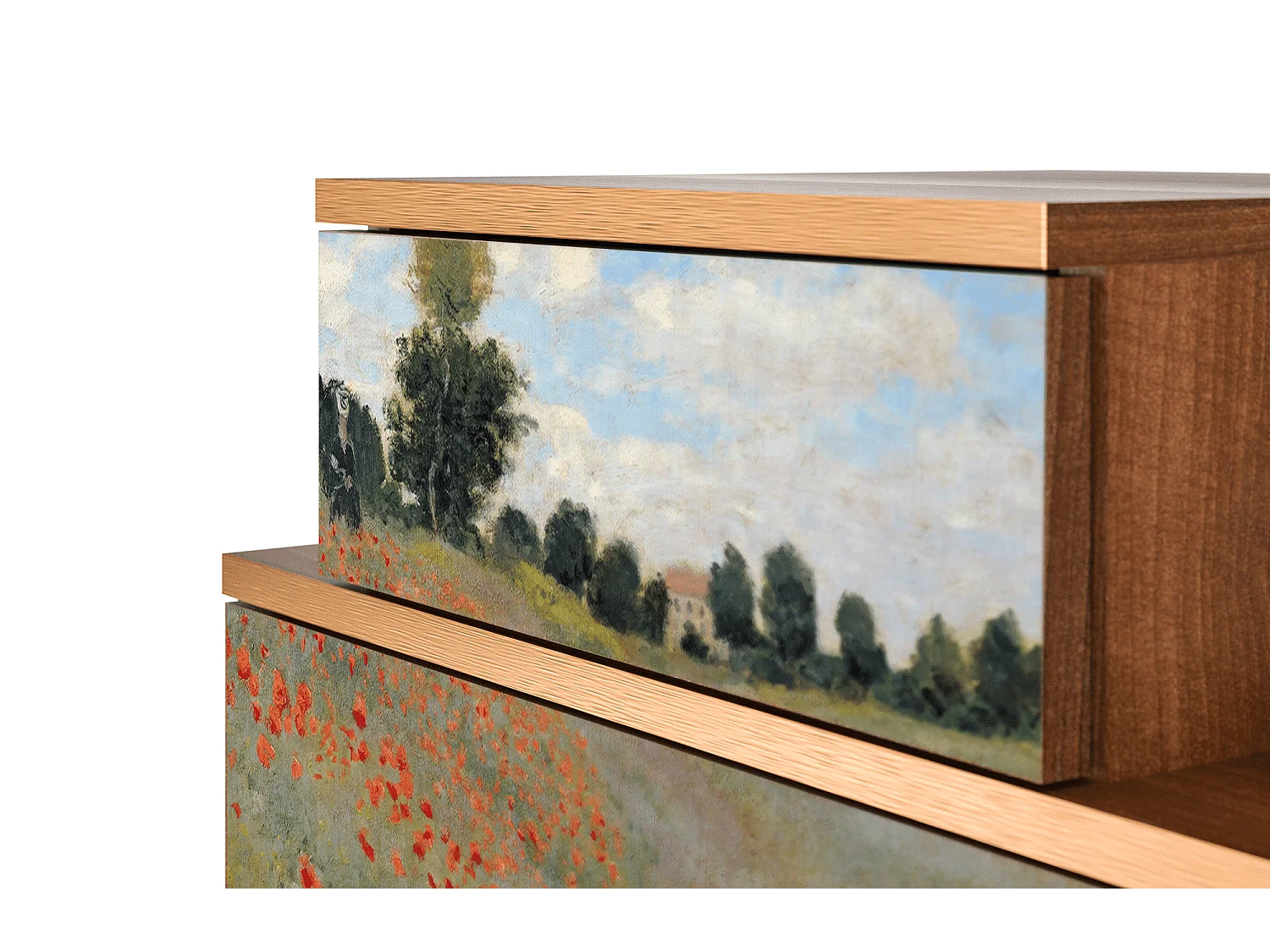 Table de nuit - 58х58х41 cm - NS1 - The Poppy Field   , Noyer