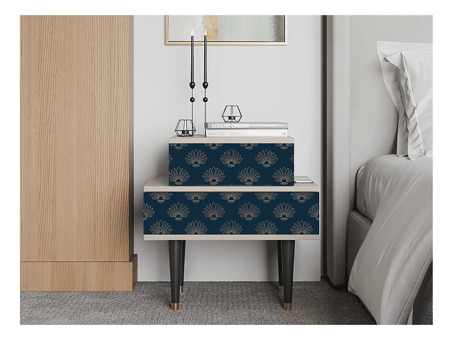 Table de nuit - 58х58х41 cm - NS1 - Blue Lotus, Sable