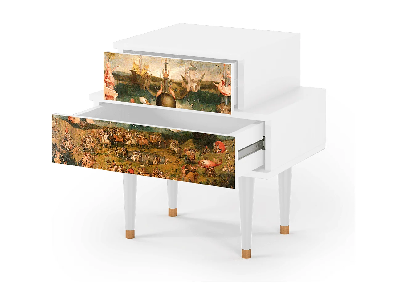 Nachtkastje - 58х58х41 cm - NS1 - Garden of Delights , Wit