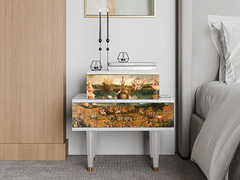 Nachtkastje - 58х58х41 cm - NS1 - Garden of Delights , Wit