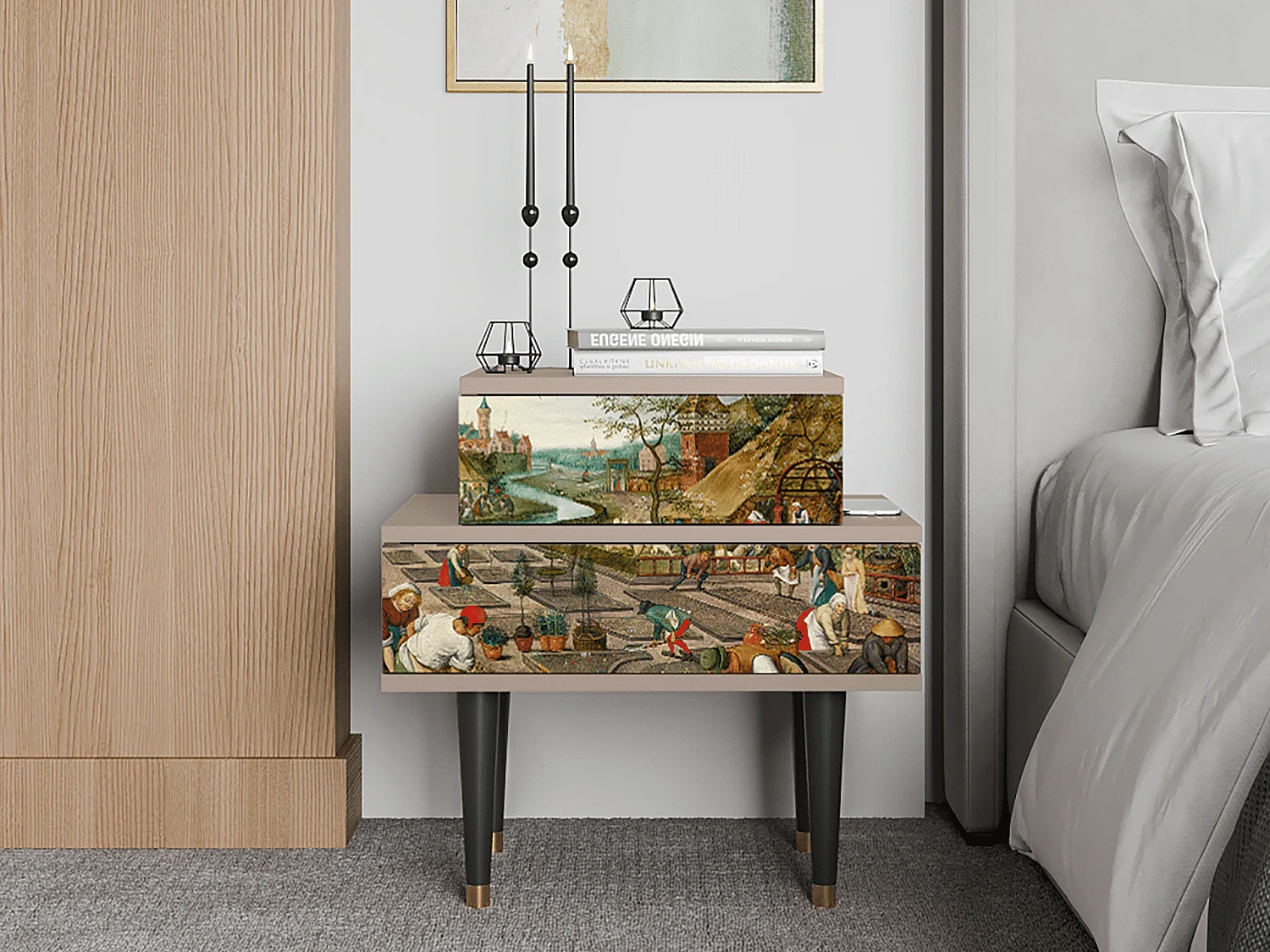 Comodino - 58х58х41 cm - NS1 - The Younger - Spring, Latte