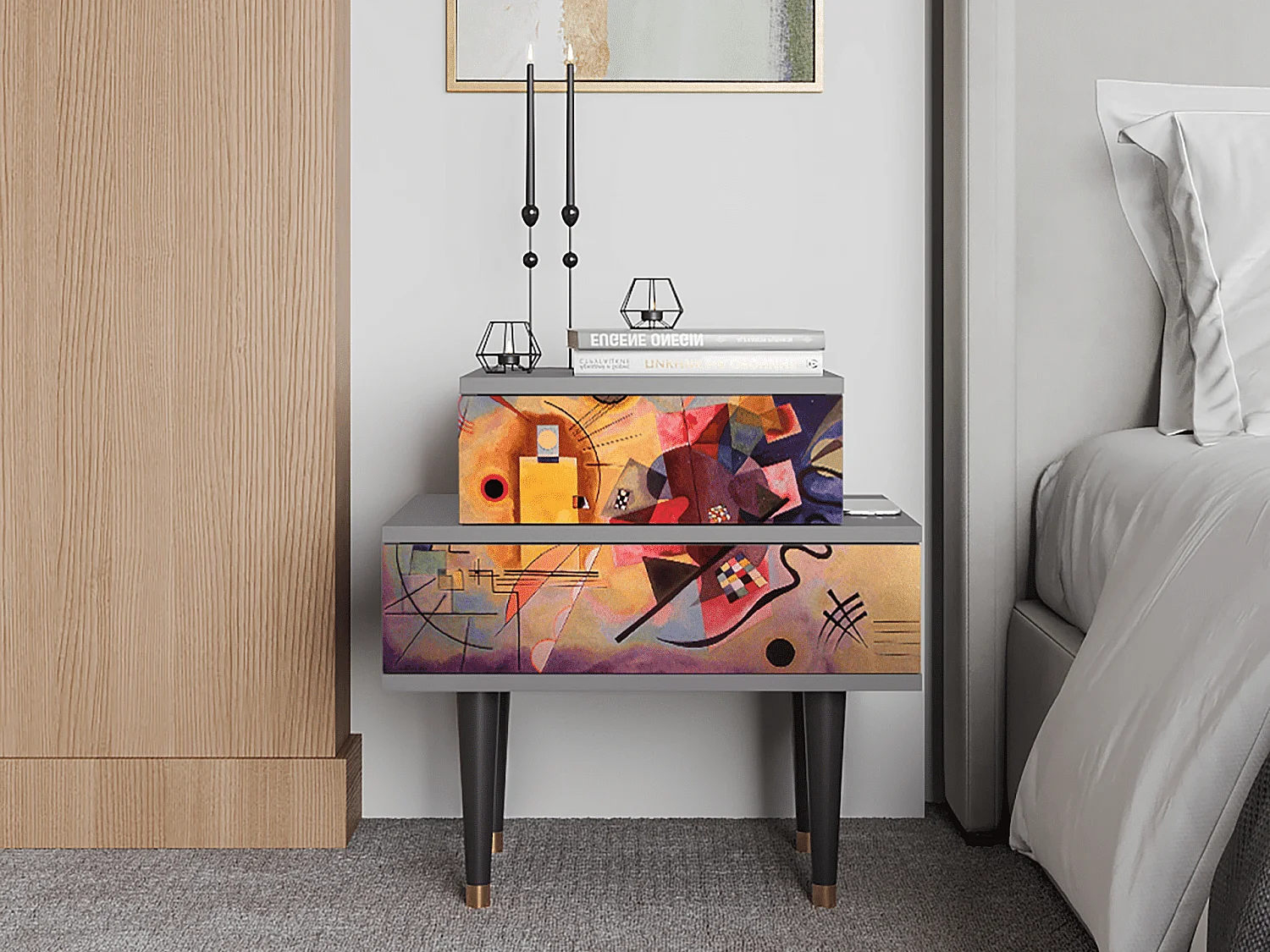 Table de nuit - 58х58х41 cm - NS1 - Modern Art, Gris