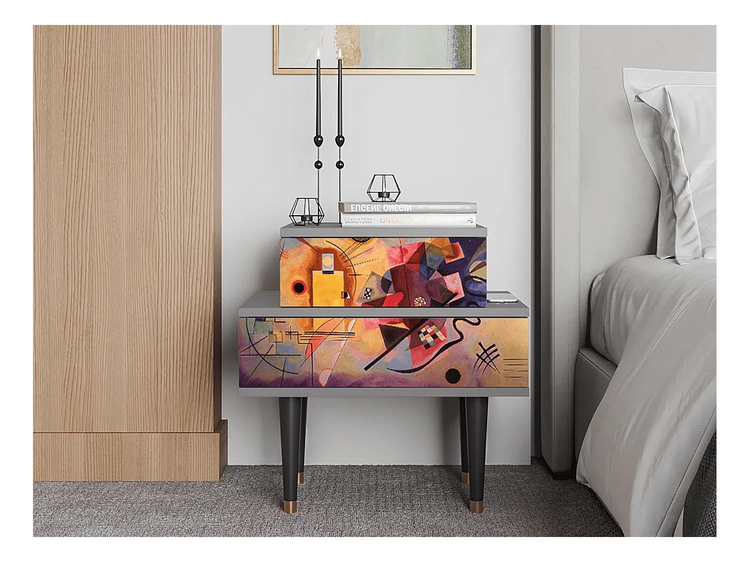 Criado-mudo - 58х58х41 cm - NS1 - Modern Art, Cinza