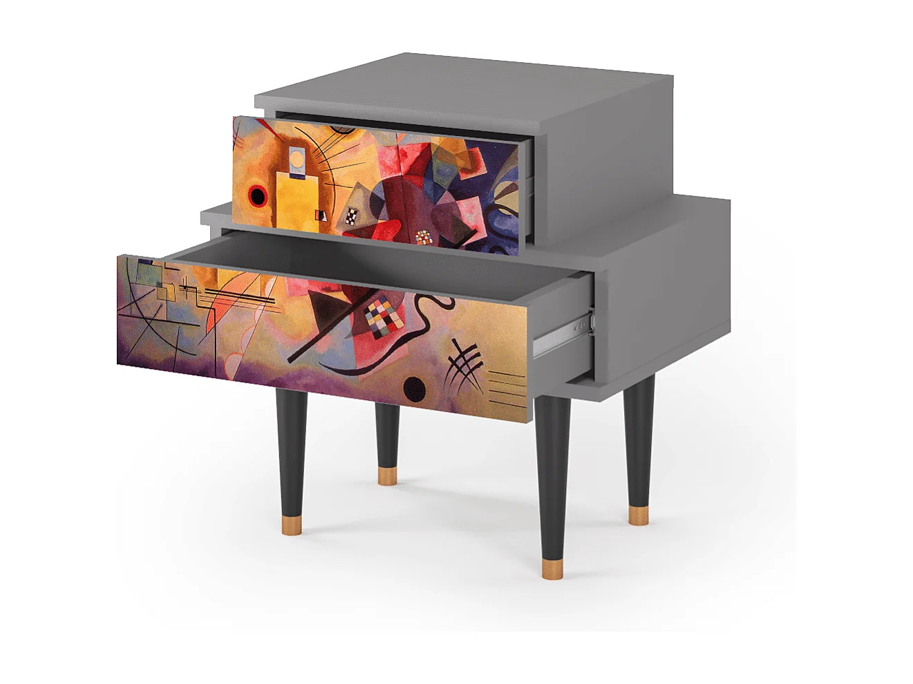 Stolik nocny - 58х58х41 cm - NS1 - Modern Art, Szary