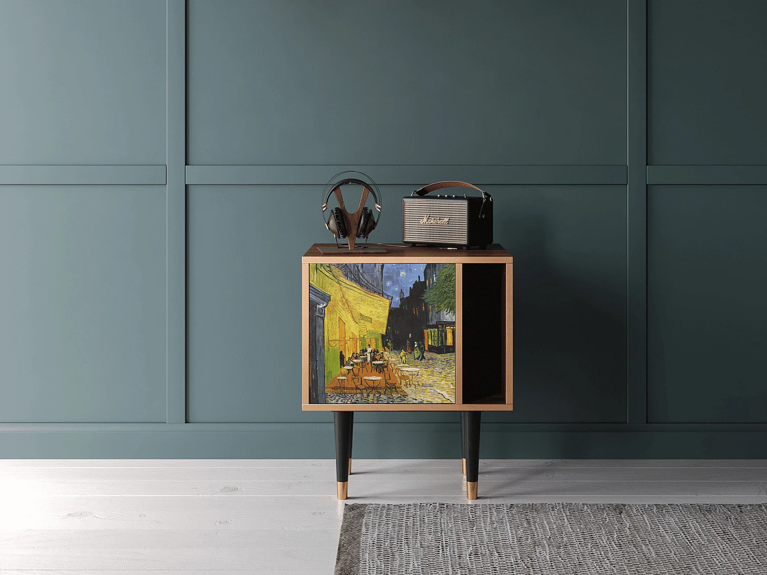 Stolik nocny - 57х69х48 cm - S2 - Café Terrace at Night, Orzech