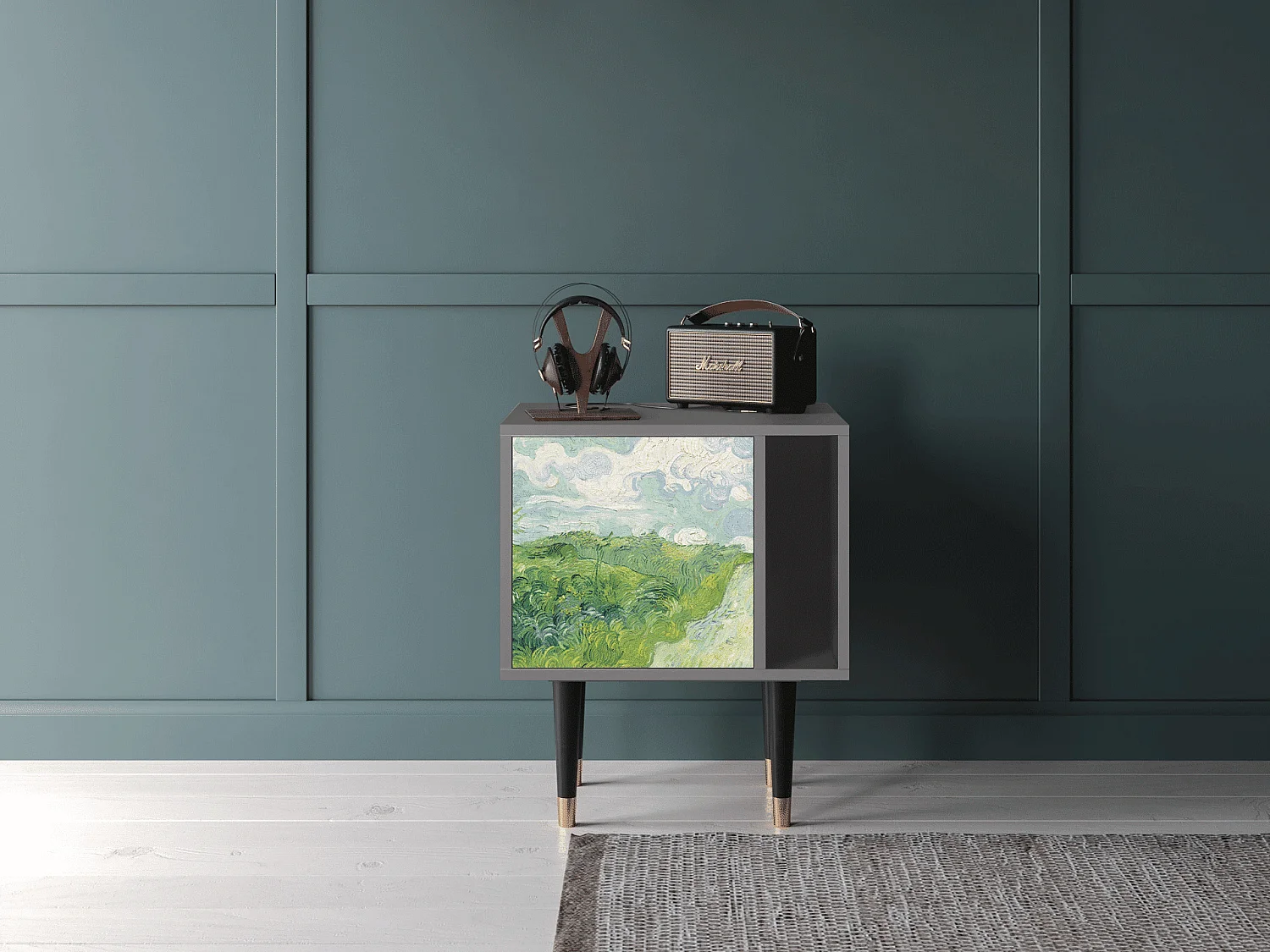 Table de nuit - 57х69х48 cm - S2 - Green Wheat Fields, Gris