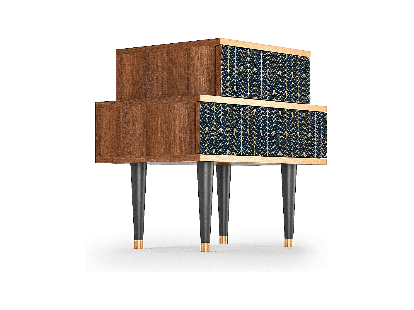 Table de nuit - 58х58х41 cm - NS1 - Flower of the Nile, Noyer