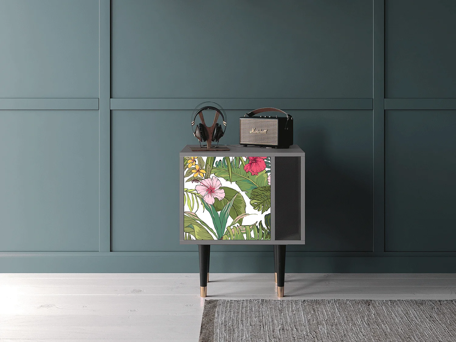 Mesita de noche - 57х69х48 cm - S2 - Verdant Tropics, Gris