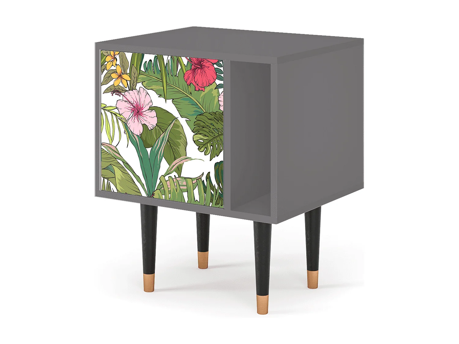 Mesita de noche - 57х69х48 cm - S2 - Verdant Tropics, Gris