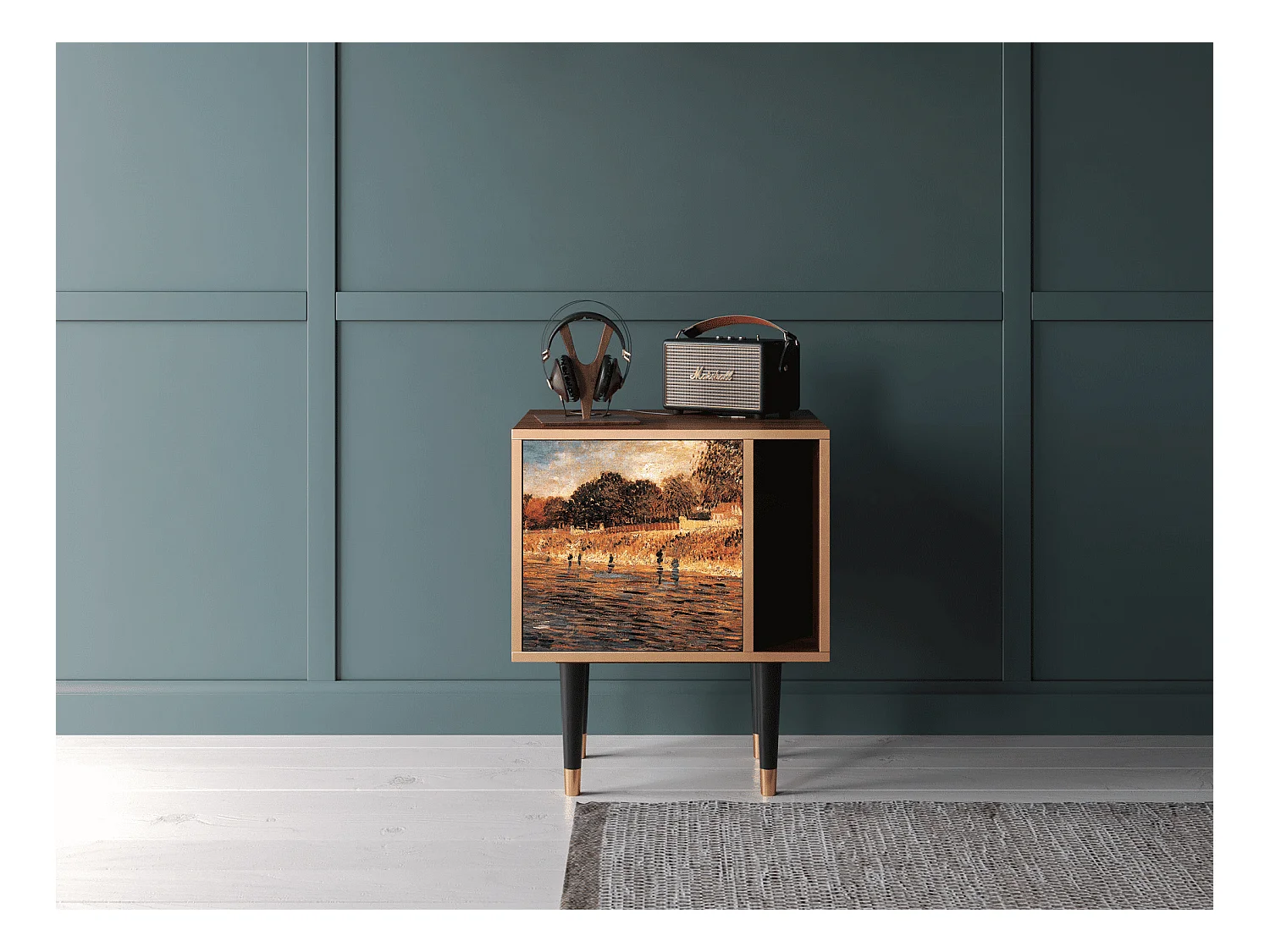 Criado-mudo - 57х69х48 cm - S2 - The Banks, Nogueira