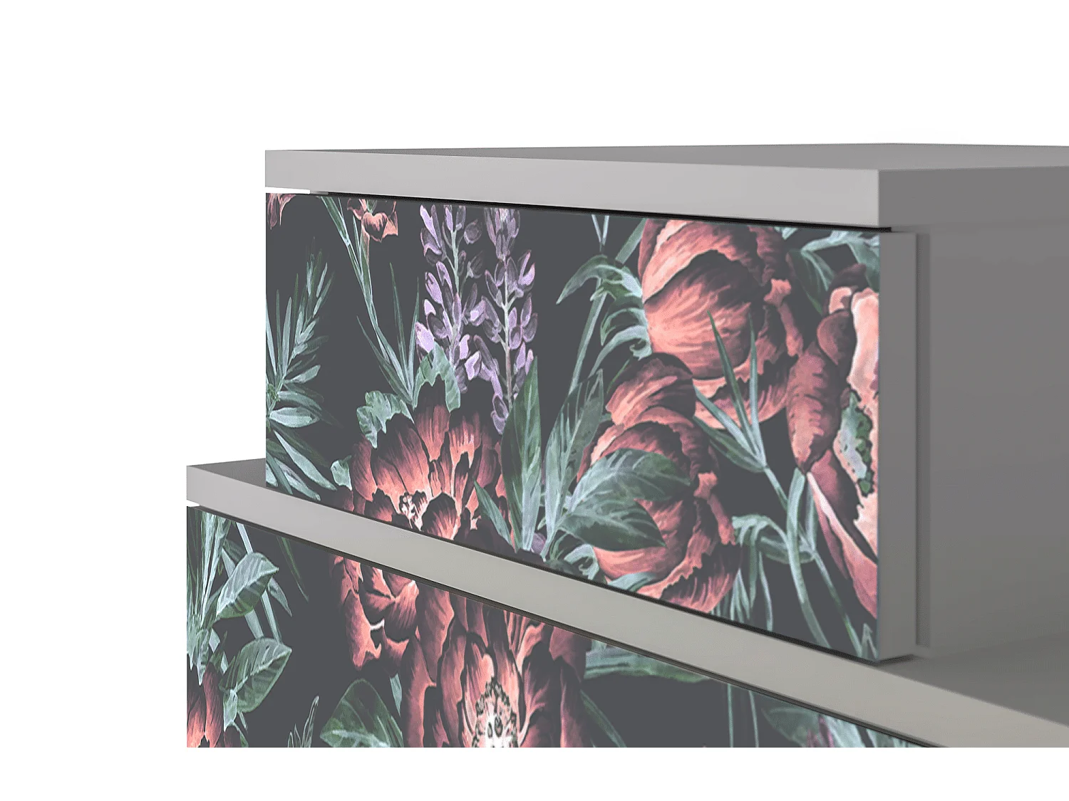 Table de nuit - 58х58х41 cm - NS1 - Dark Peonies, Gris