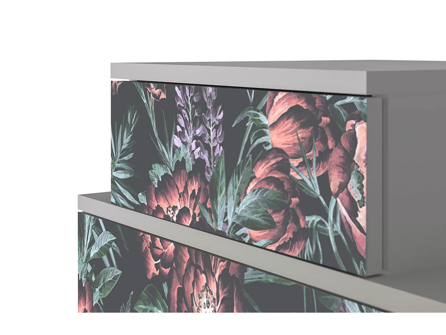 Table de nuit - 58х58х41 cm - NS1 - Dark Peonies, Gris