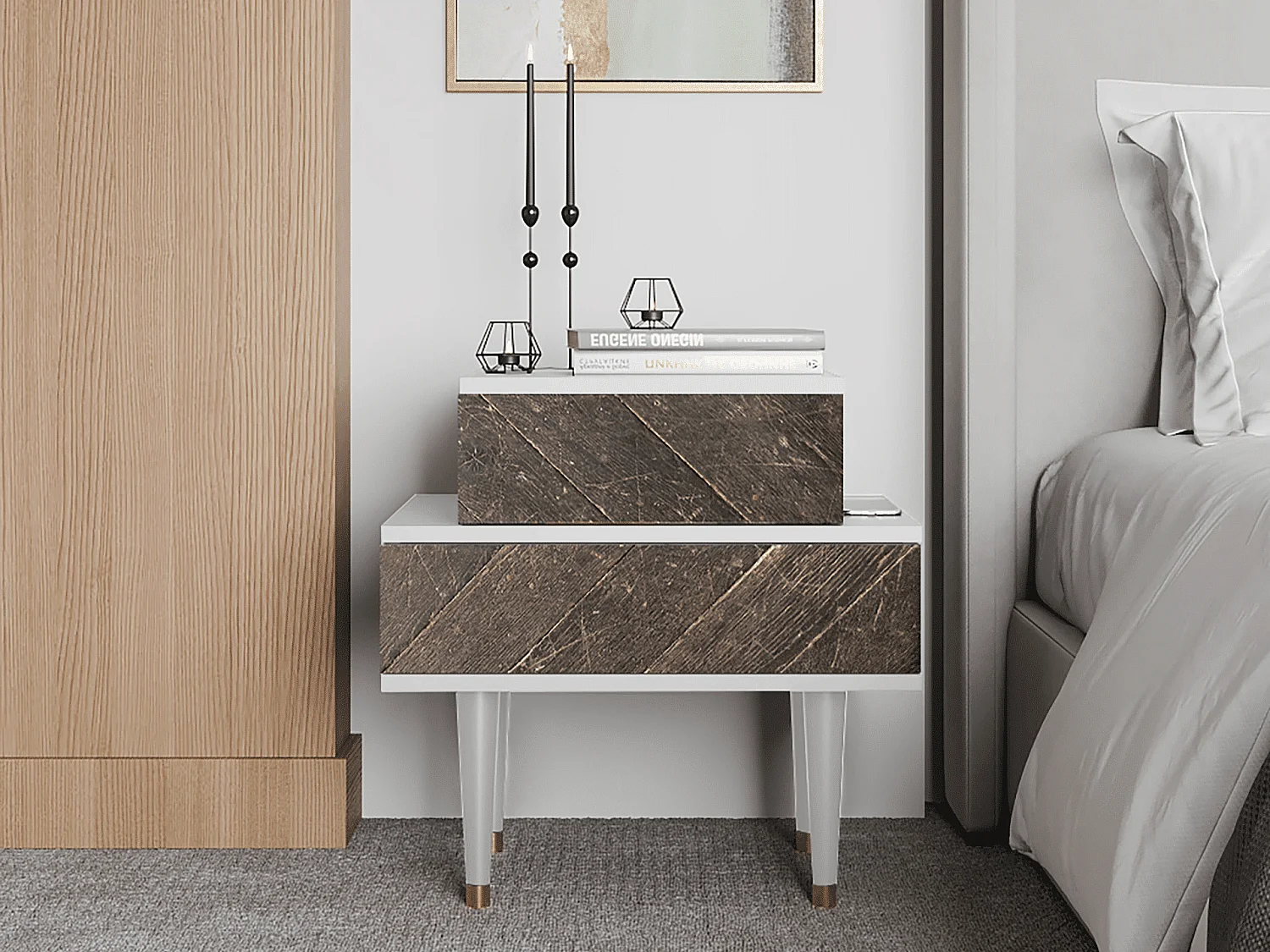 Nachtkastje - 58х58х41 cm - NS1 - Wise Tree, Wit