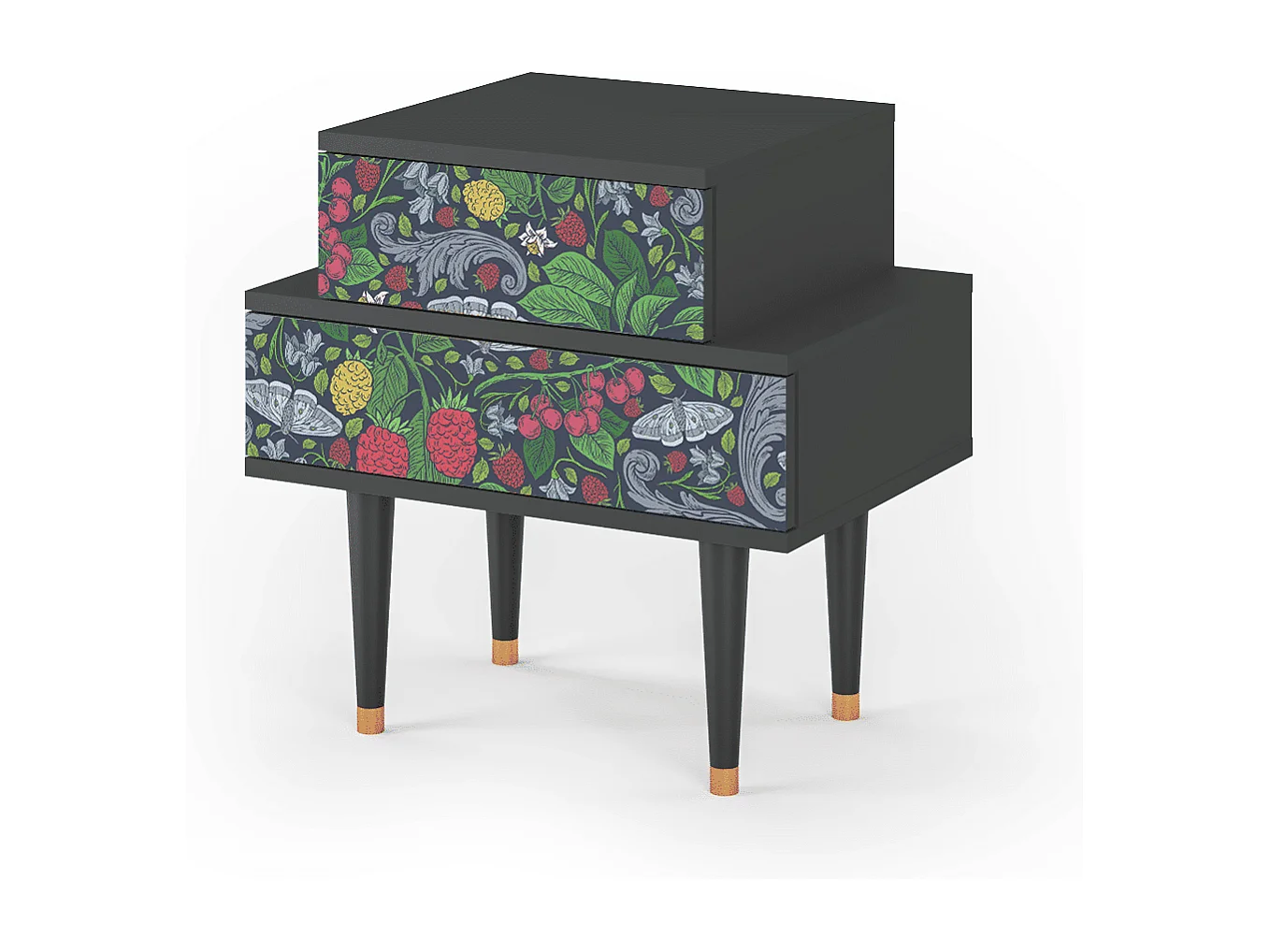 Stolik nocny - 58х58х41 cm - NS1 - Summer Berries, Antracyt