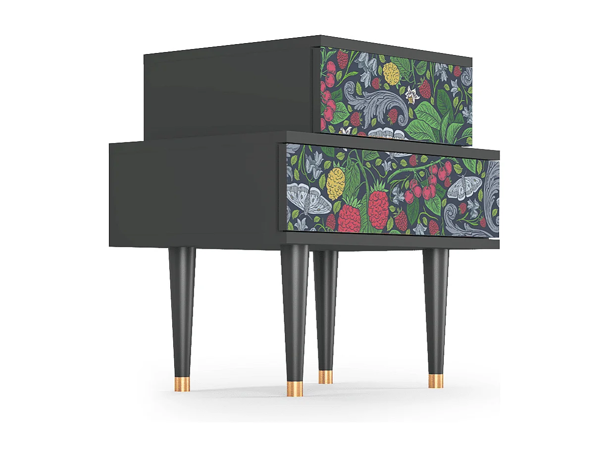 Stolik nocny - 58х58х41 cm - NS1 - Summer Berries, Antracyt