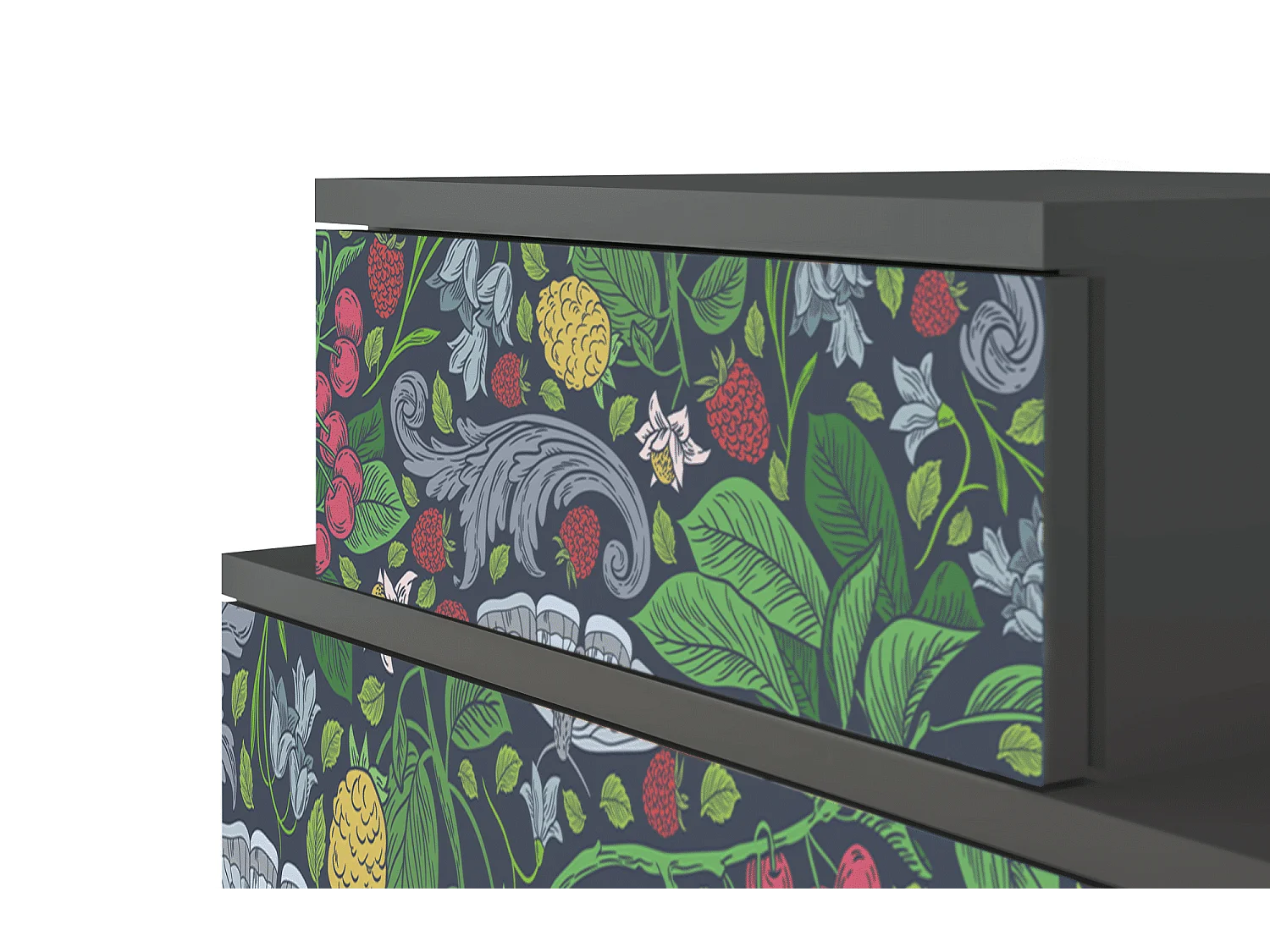 Stolik nocny - 58х58х41 cm - NS1 - Summer Berries, Antracyt