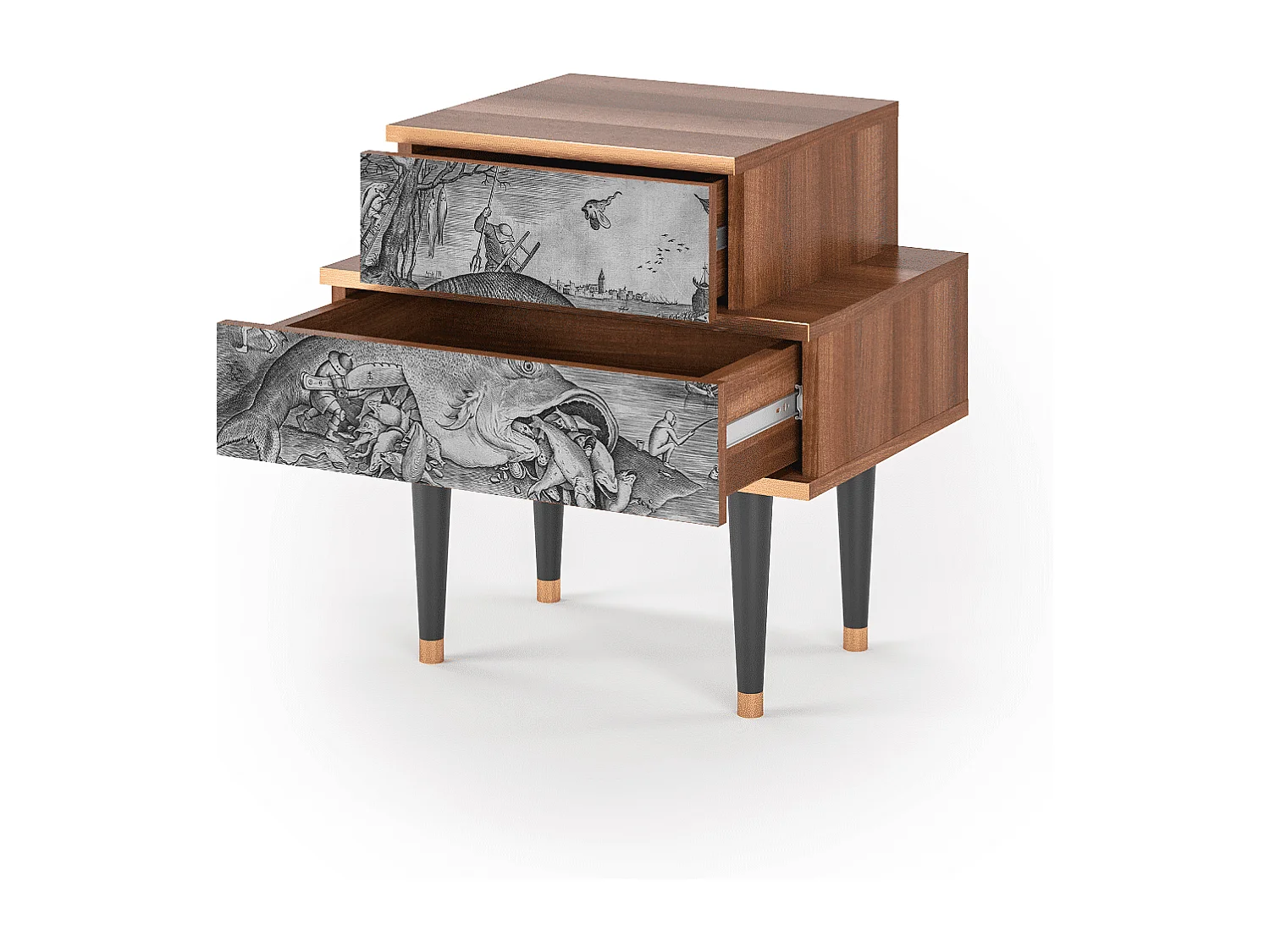 Comodino - 58х58х41 cm - NS1 - Big Fish Eat Little, Noce