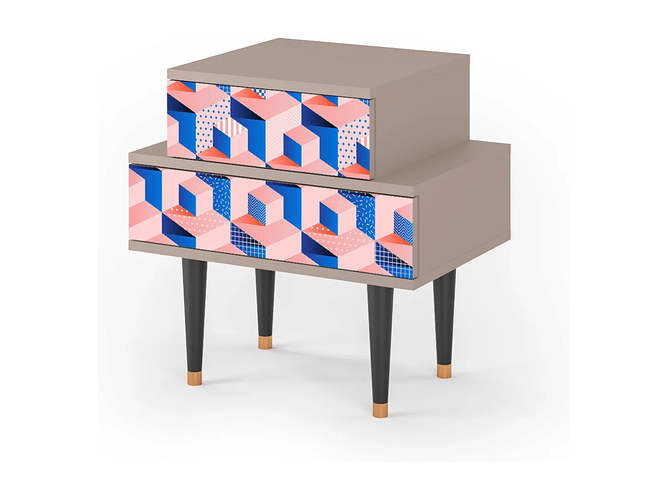 Table de nuit - 58х58х41 cm - NS1 - Pinky Squares, Latte