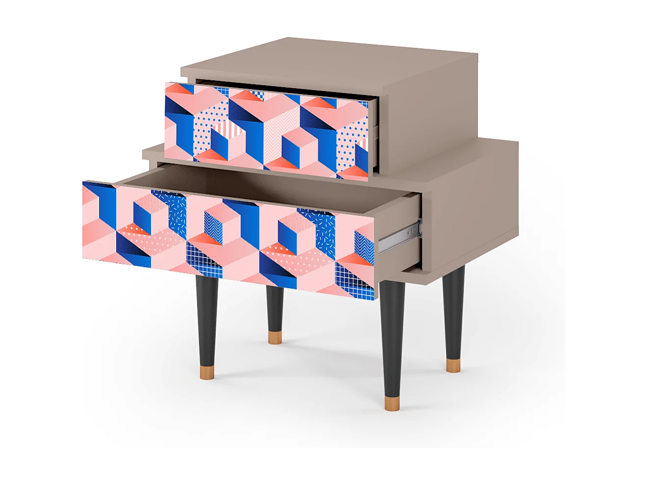 Table de nuit - 58х58х41 cm - NS1 - Pinky Squares, Latte