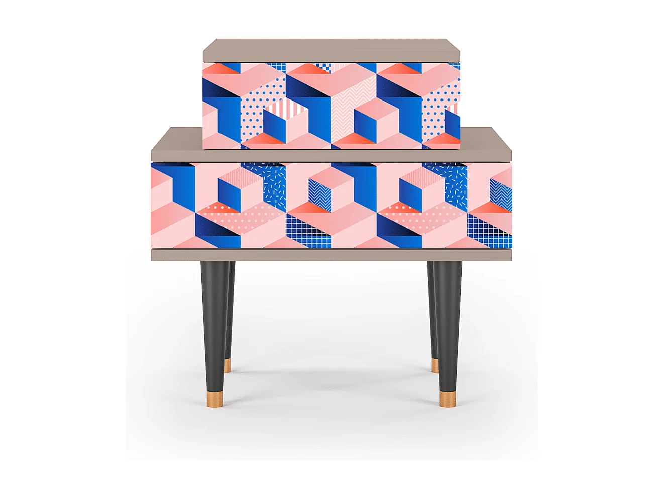 Table de nuit - 58х58х41 cm - NS1 - Pinky Squares, Latte