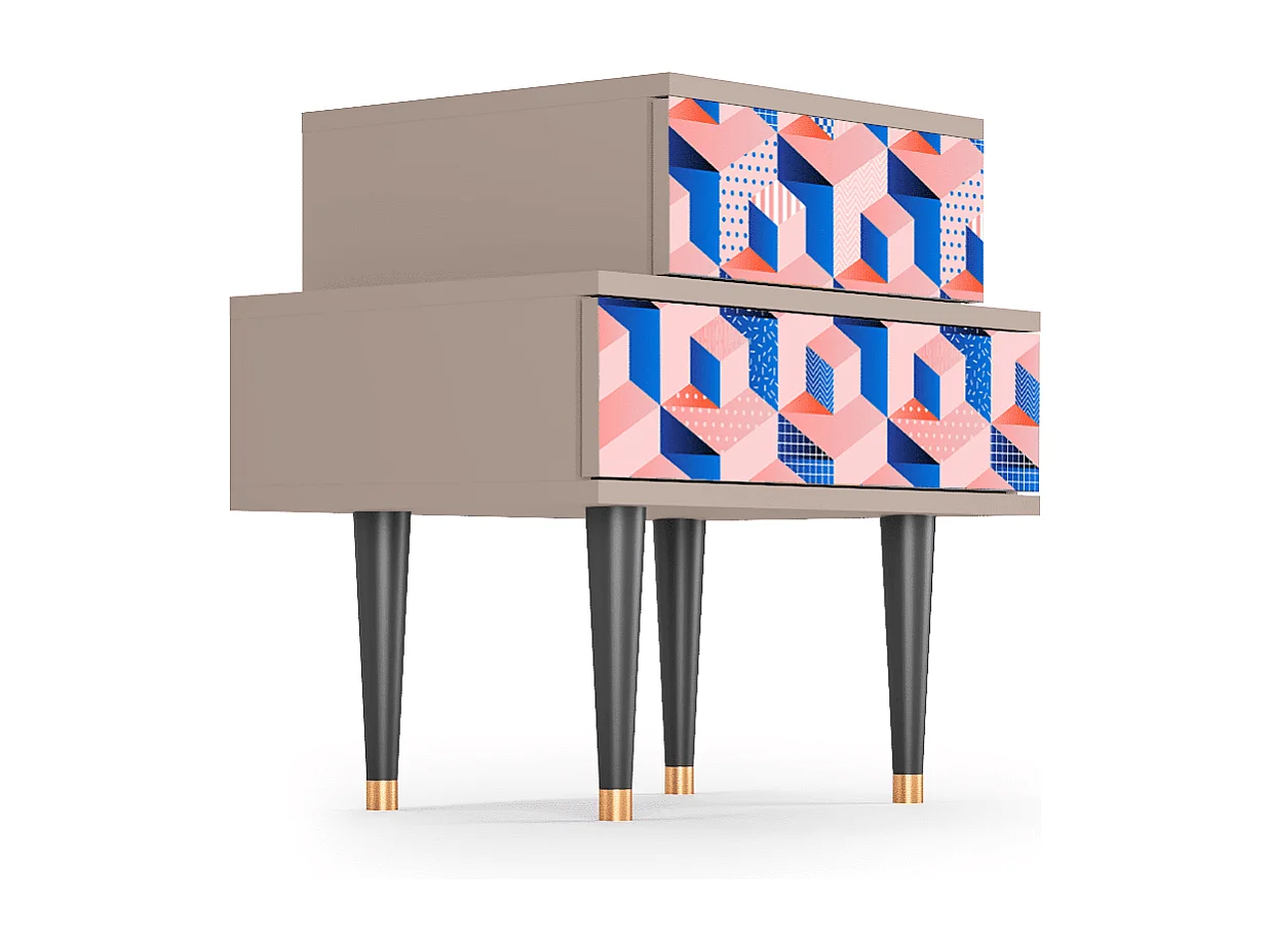 Table de nuit - 58х58х41 cm - NS1 - Pinky Squares, Latte