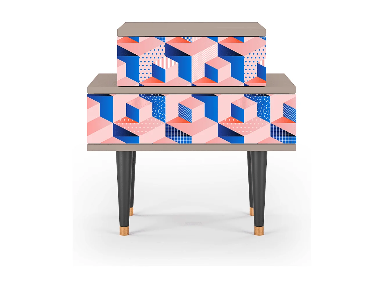 Table de nuit - 58х58х41 cm - NS1 - Pinky Squares, Latte