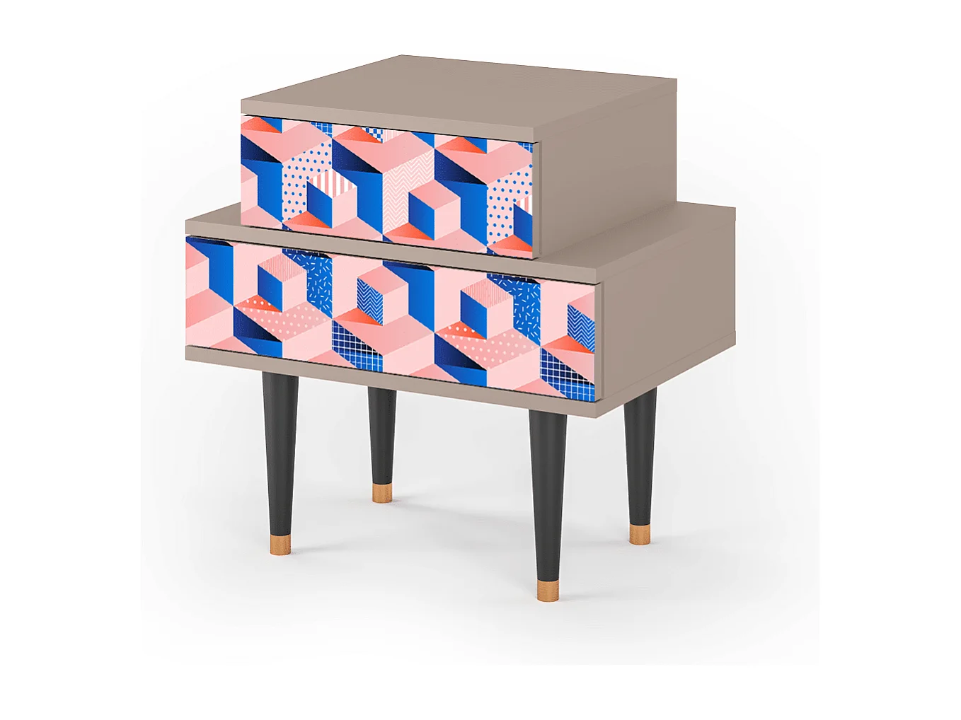 Table de nuit - 58х58х41 cm - NS1 - Pinky Squares, Latte