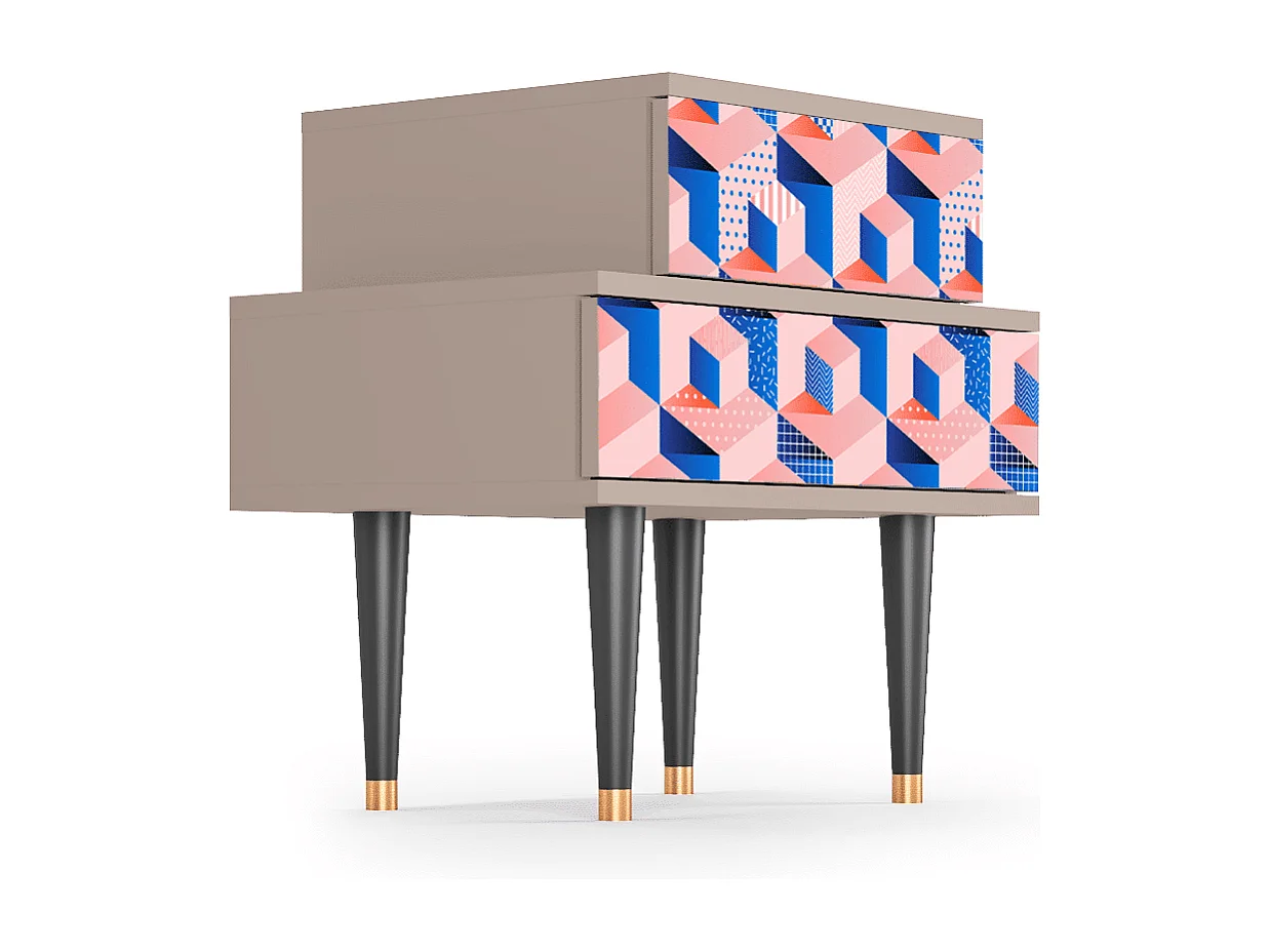 Table de nuit - 58х58х41 cm - NS1 - Pinky Squares, Latte