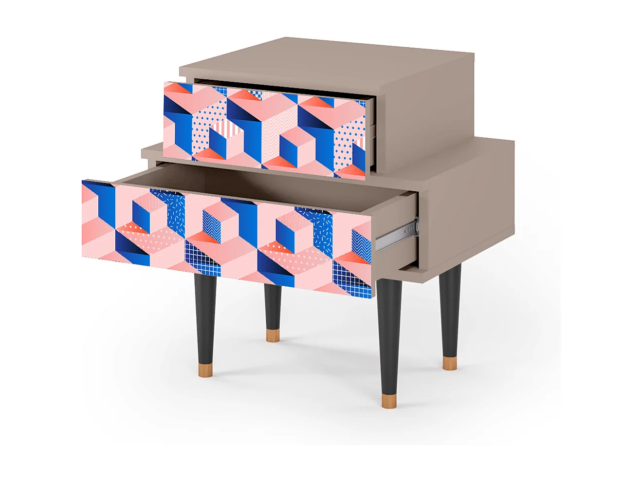 Table de nuit - 58х58х41 cm - NS1 - Pinky Squares, Latte