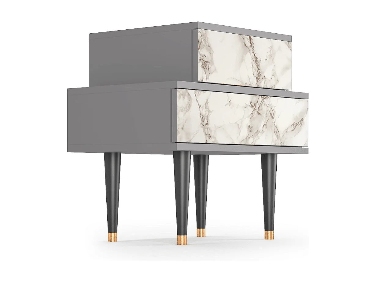Stolik nocny - 58х58х41 cm - NS1 - Milk Marble, Szary