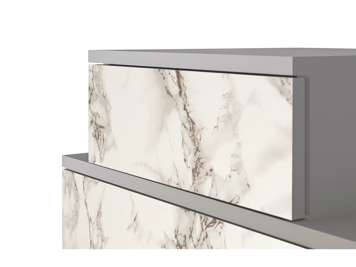 Nachtkastje - 58х58х41 cm - NS1 - Milk Marble, Grijs