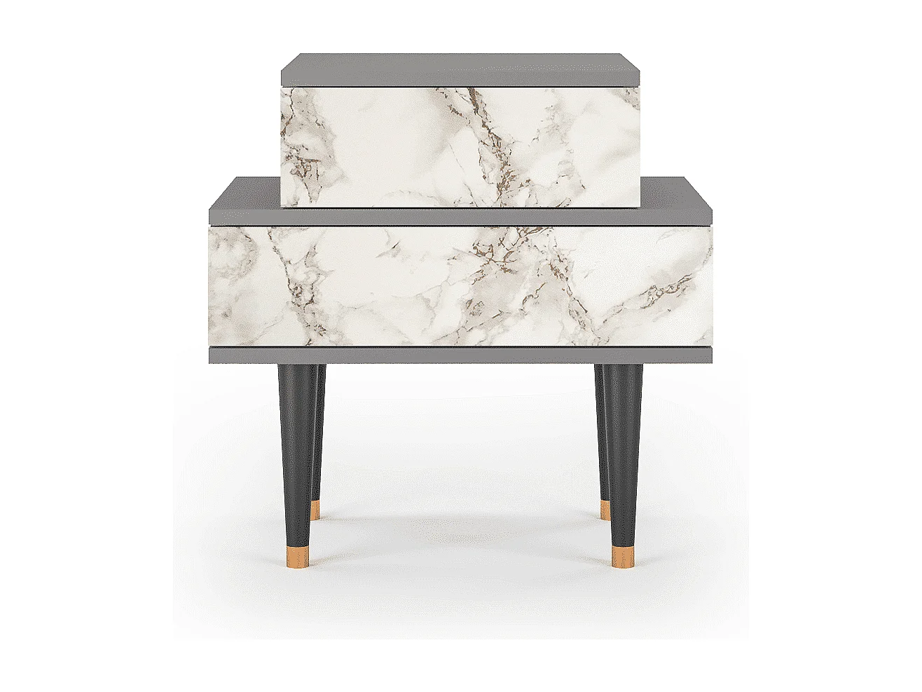 Stolik nocny - 58х58х41 cm - NS1 - Milk Marble, Szary