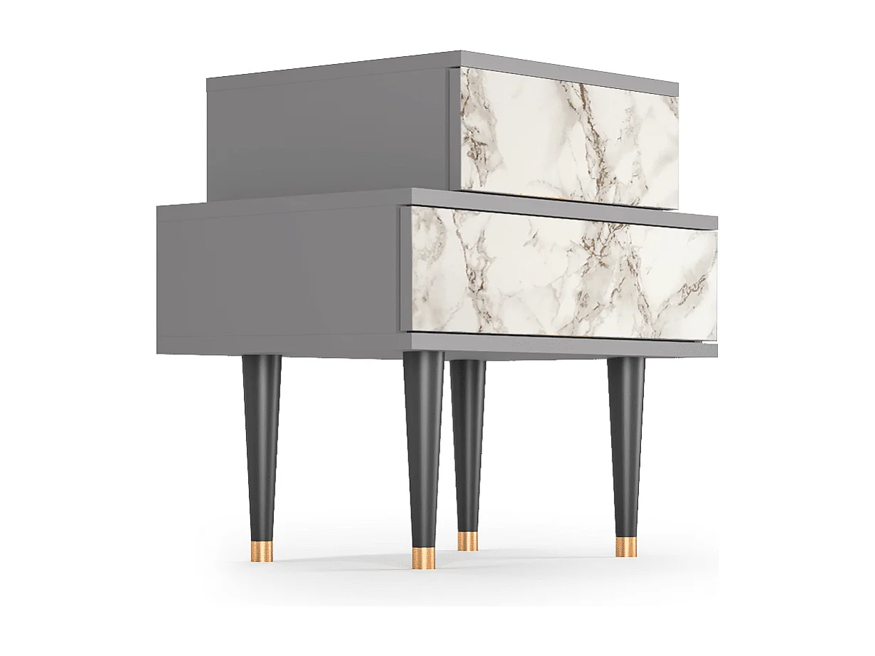 Stolik nocny - 58х58х41 cm - NS1 - Milk Marble, Szary