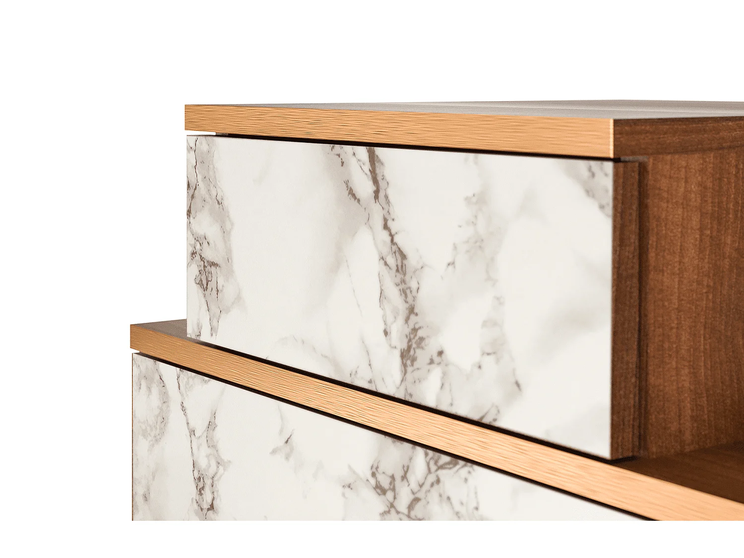 Stolik nocny - 58х58х41 cm - NS1 - Milk Marble, Orzech