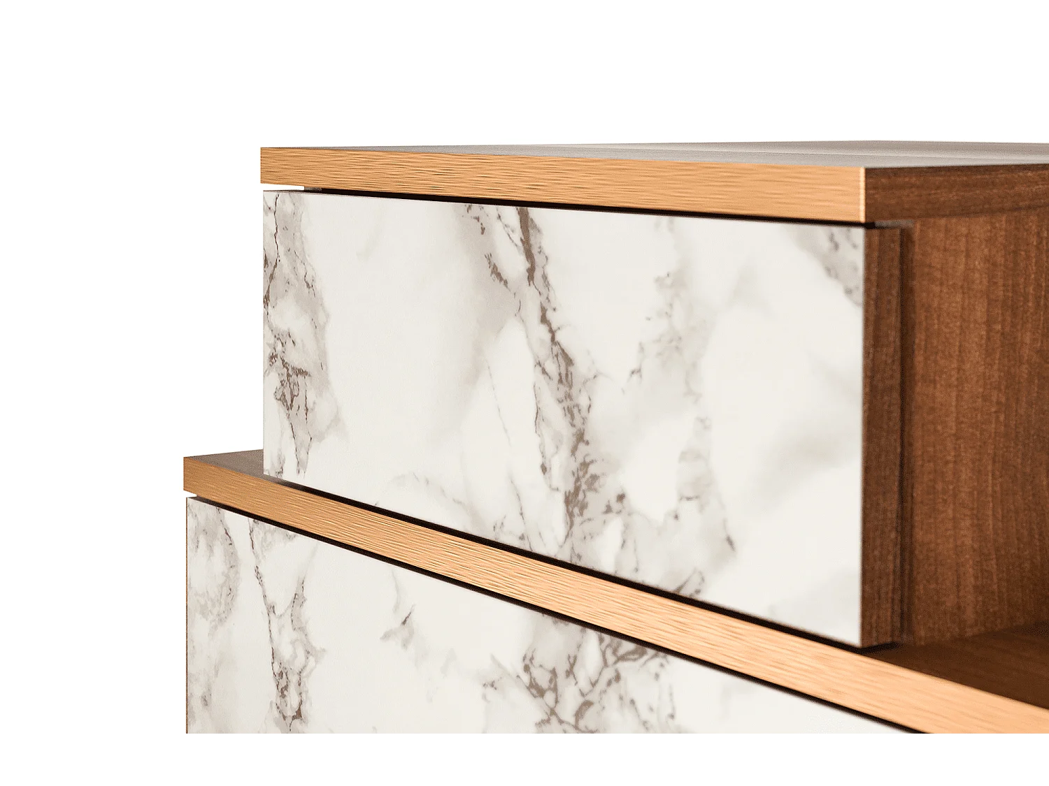 Stolik nocny - 58х58х41 cm - NS1 - Milk Marble, Orzech