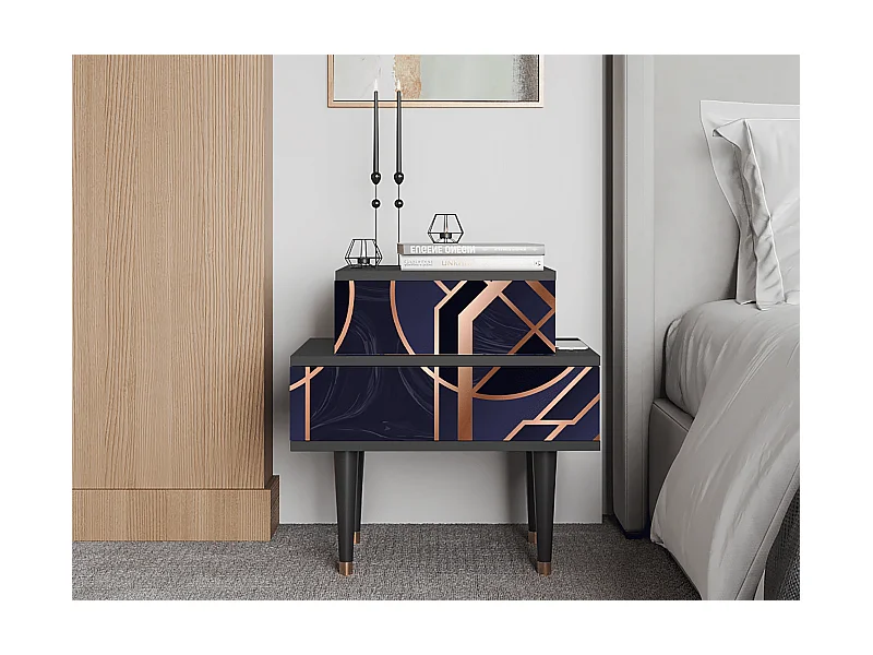 Nachtkastje - 58х58х41 cm - NS1 - Purple Temple, Antraciet