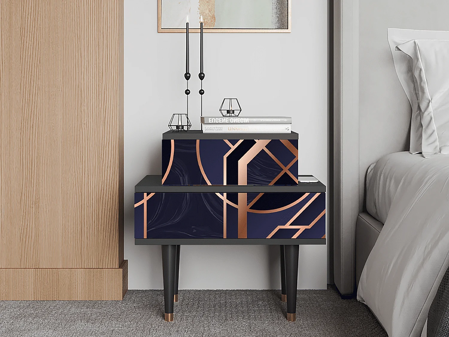 Nachtkastje - 58х58х41 cm - NS1 - Purple Temple, Antraciet