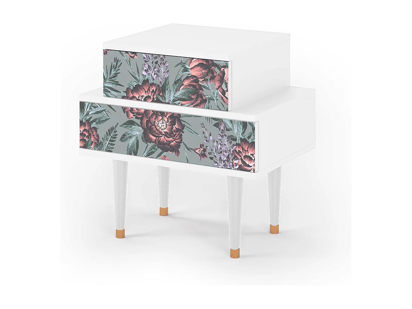Table de nuit - 58х58х41 cm - NS1 - Light Peonies, Blanc