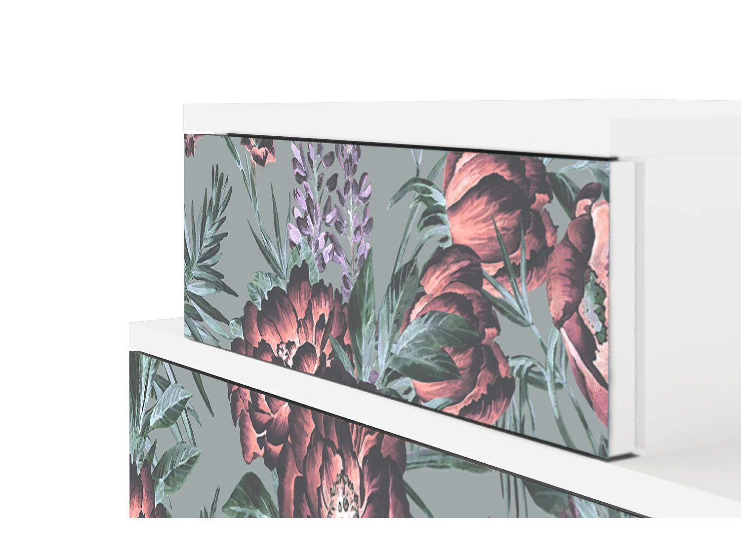 Table de nuit - 58х58х41 cm - NS1 - Light Peonies, Blanc