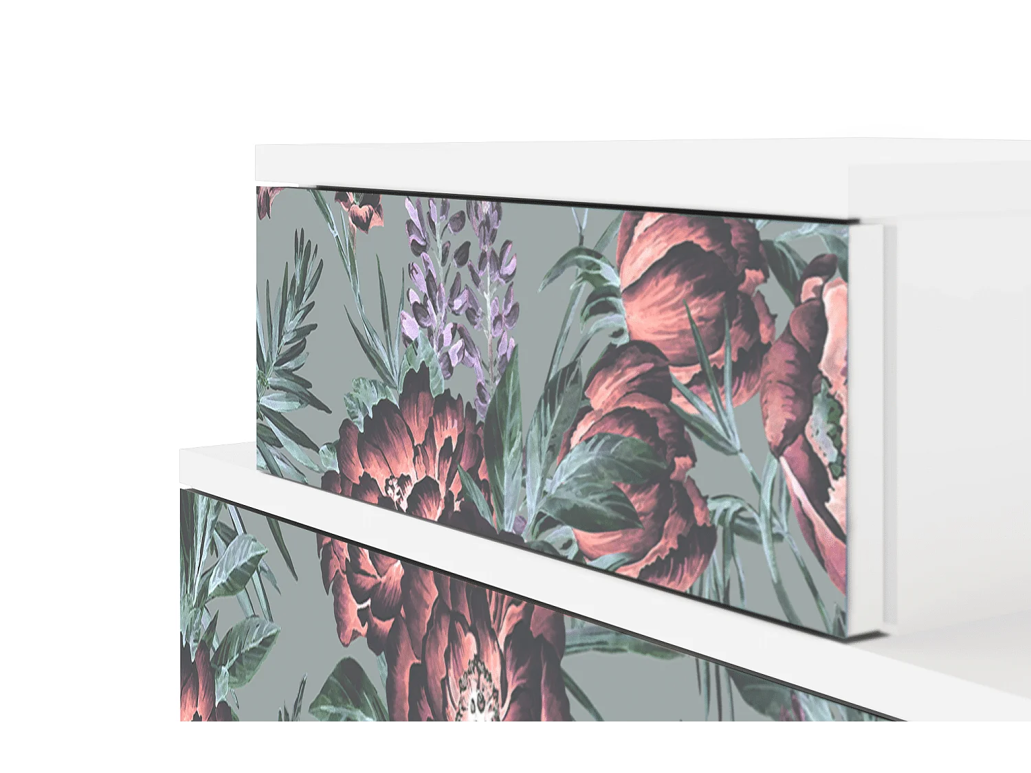 Stolik nocny - 58х58х41 cm - NS1 - Light Peonies, Biały