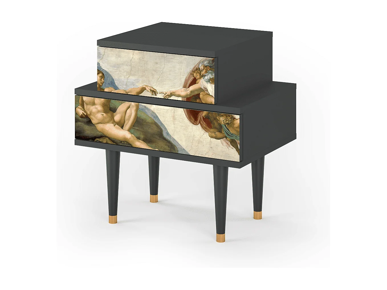 Stolik nocny - 58х58х41 cm - NS1 - The Creation of Adam, Antracyt