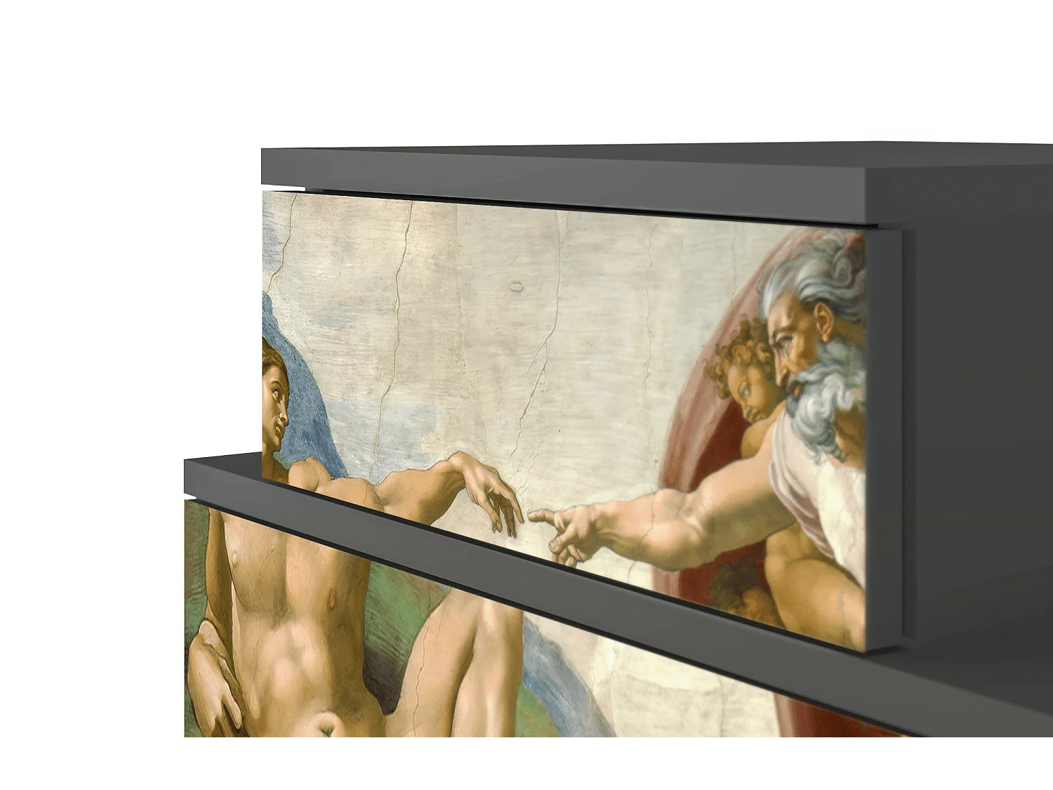 Stolik nocny - 58х58х41 cm - NS1 - The Creation of Adam, Antracyt