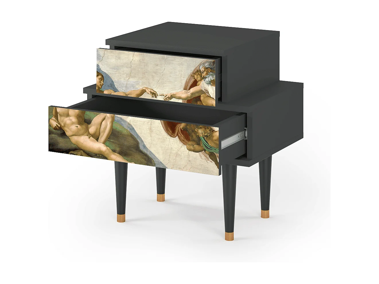 Stolik nocny - 58х58х41 cm - NS1 - The Creation of Adam, Antracyt