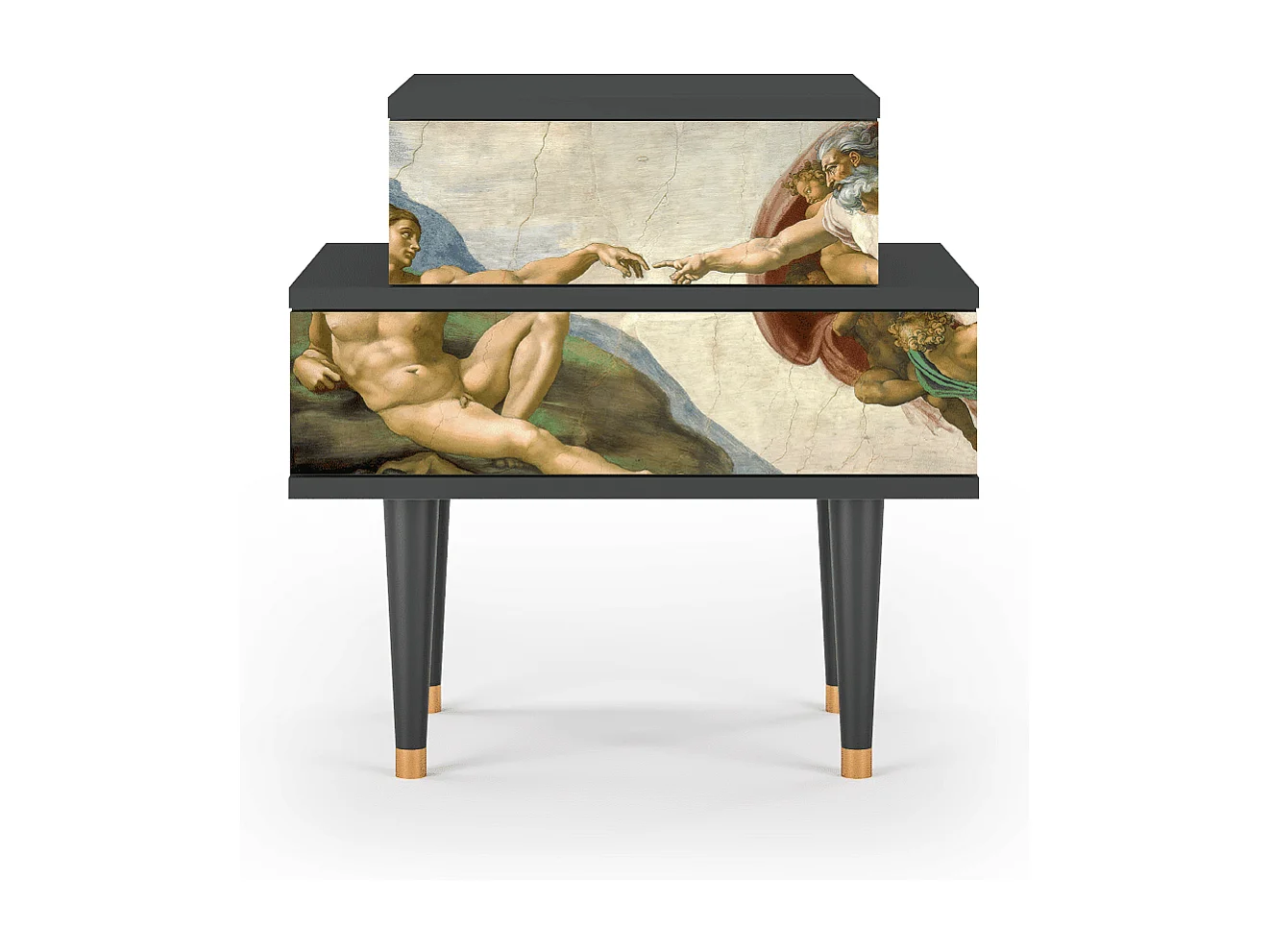 Stolik nocny - 58х58х41 cm - NS1 - The Creation of Adam, Antracyt