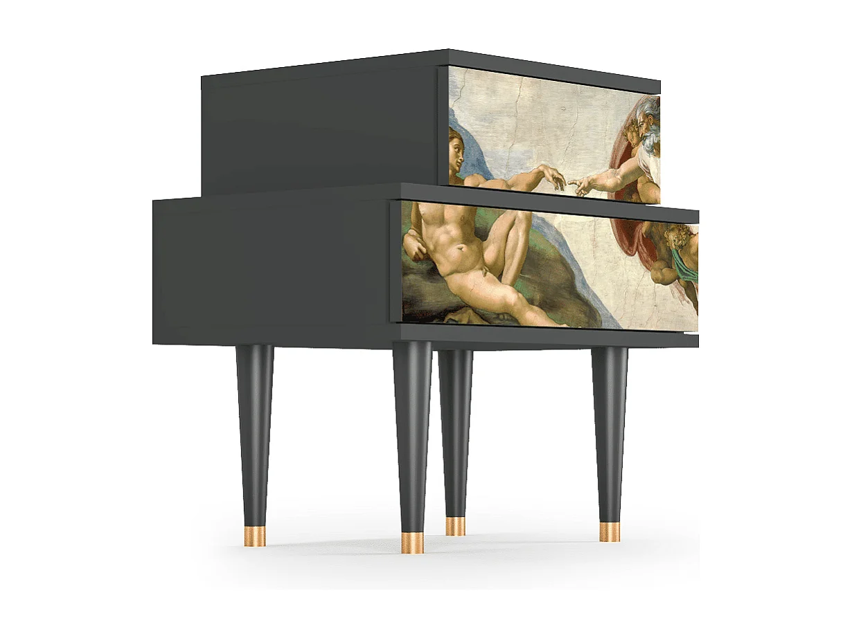 Stolik nocny - 58х58х41 cm - NS1 - The Creation of Adam, Antracyt
