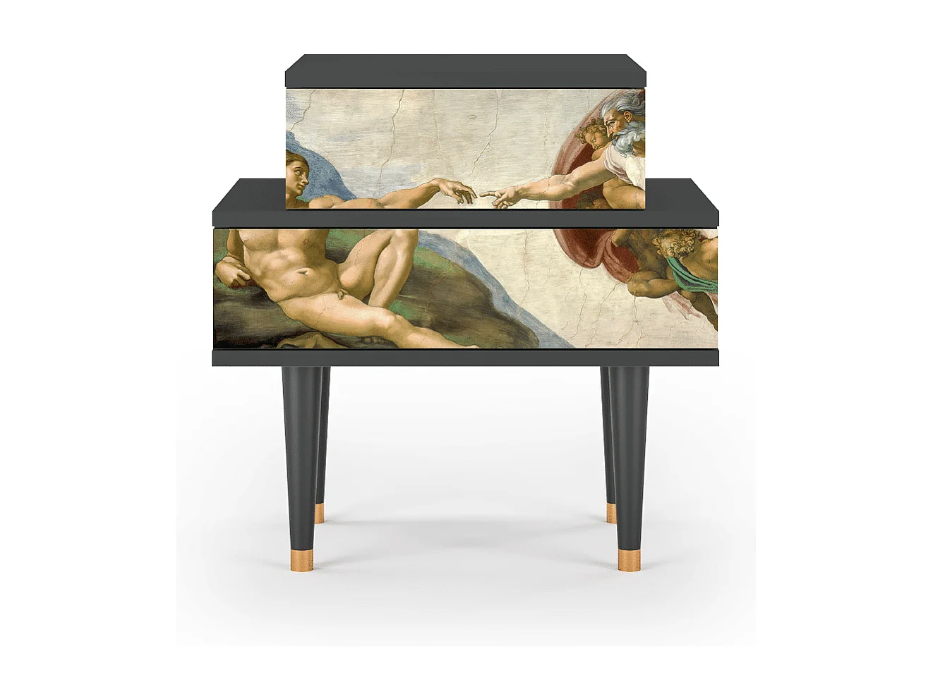 Stolik nocny - 58х58х41 cm - NS1 - The Creation of Adam, Antracyt