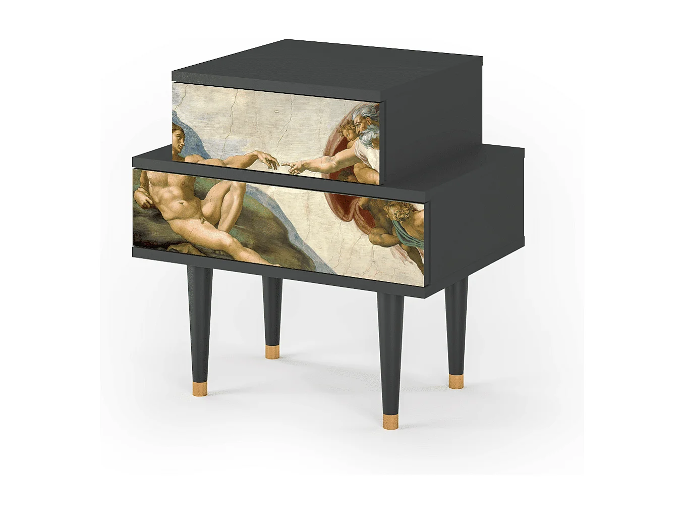 Stolik nocny - 58х58х41 cm - NS1 - The Creation of Adam, Antracyt